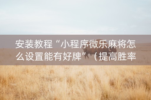安装教程“小程序微乐麻将怎么设置能有好牌”（提高胜率技巧)