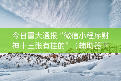 今日重大通报“微信小程序财神十三张有挂的”（辅助器下载)
