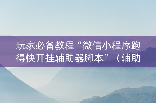 玩家必备教程“微信小程序跑得快开挂辅助器脚本”（辅助器插件)