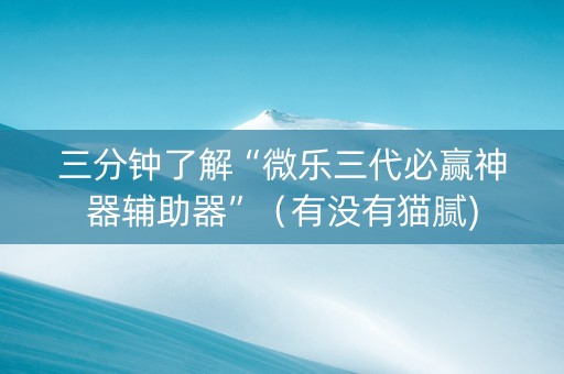 三分钟了解“微乐三代必赢神器辅助器”（有没有猫腻)