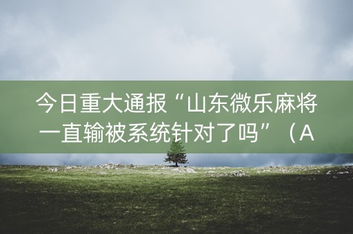 今日重大通报“山东微乐麻将一直输被系统针对了吗”（AI辅助胡牌规则)