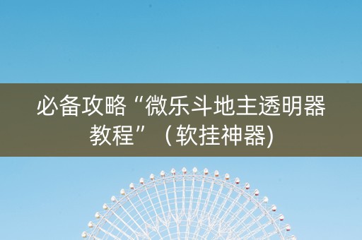 必备攻略“微乐斗地主透明器教程”（软挂神器)