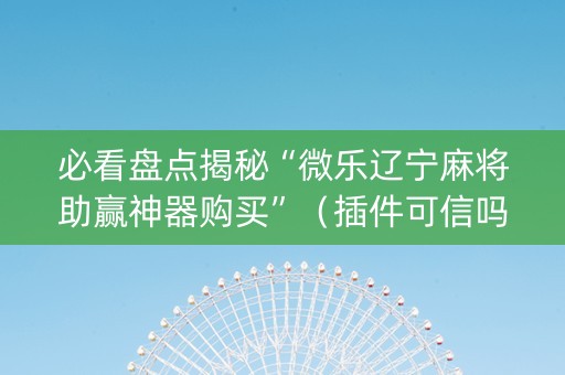 必看盘点揭秘“微乐辽宁麻将助赢神器购买”（插件可信吗)