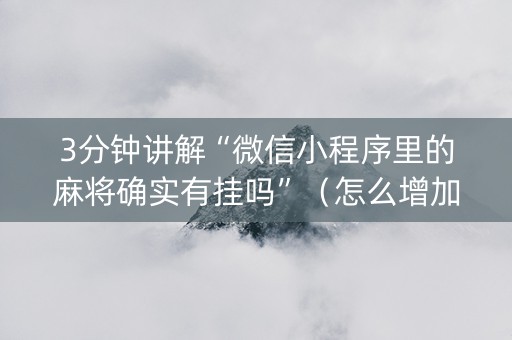 3分钟讲解“微信小程序里的麻将确实有挂吗”（怎么增加胜率)