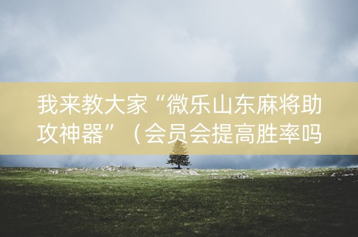 我来教大家“微乐山东麻将助攻神器”（会员会提高胜率吗)