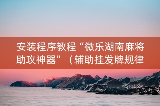 安装程序教程“微乐湖南麻将助攻神器”（辅助挂发牌规律)