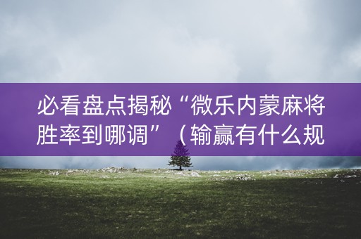 必看盘点揭秘“微乐内蒙麻将胜率到哪调”（输赢有什么规律)