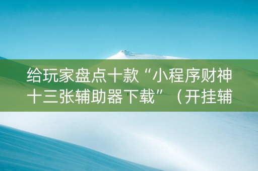给玩家盘点十款“小程序财神十三张辅助器下载”（开挂辅助插件)