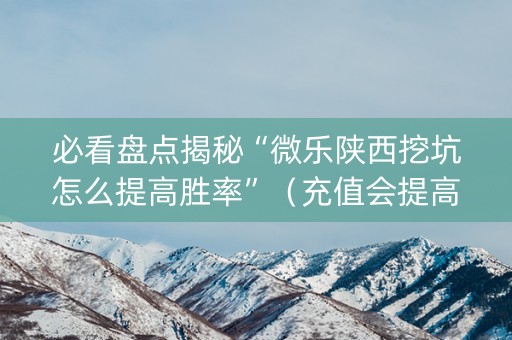 必看盘点揭秘“微乐陕西挖坑怎么提高胜率”（充值会提高胜率么)