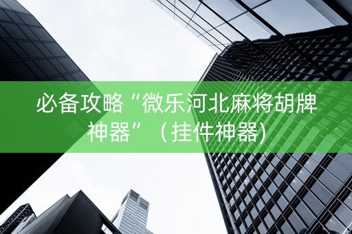 必备攻略“微乐河北麻将胡牌神器”（挂件神器)