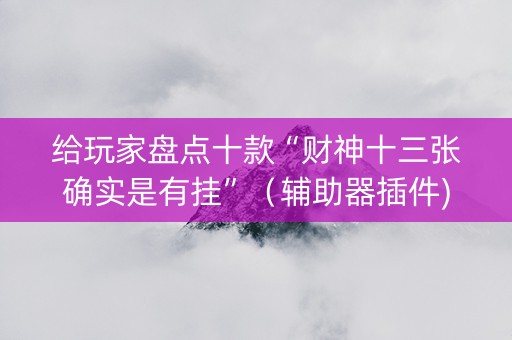 给玩家盘点十款“财神十三张确实是有挂”（辅助器插件)