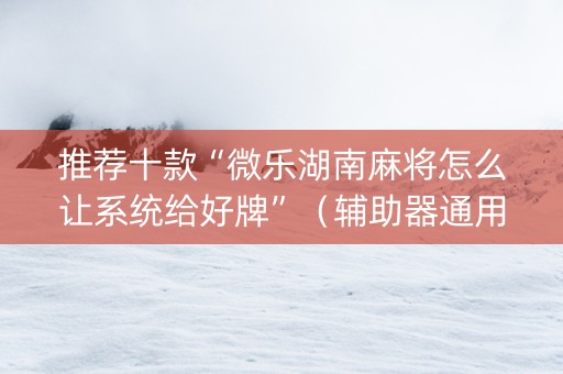 推荐十款“微乐湖南麻将怎么让系统给好牌”（辅助器通用版)