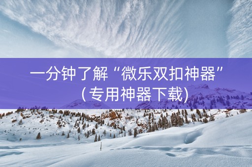 一分钟了解“微乐双扣神器”（专用神器下载)
