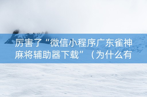 厉害了“微信小程序广东雀神麻将辅助器下载”（为什么有人一直赢)