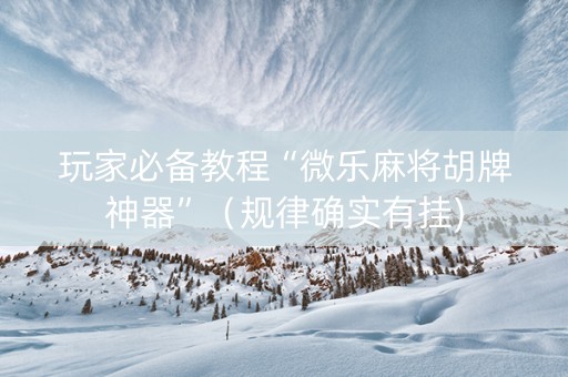 玩家必备教程“微乐麻将胡牌神器”（规律确实有挂)