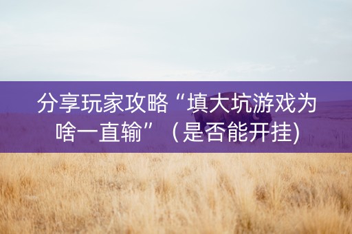 分享玩家攻略“填大坑游戏为啥一直输”（是否能开挂)