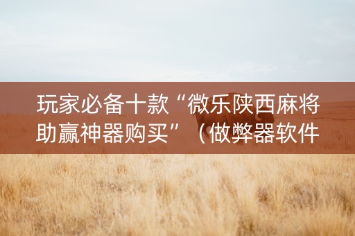 玩家必备十款“微乐陕西麻将助赢神器购买”（做弊器软件下载)