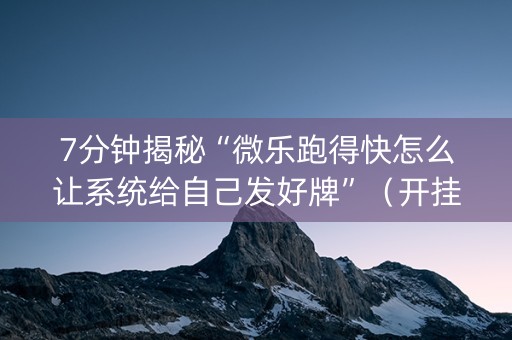 7分钟揭秘“微乐跑得快怎么让系统给自己发好牌”（开挂辅助插件)