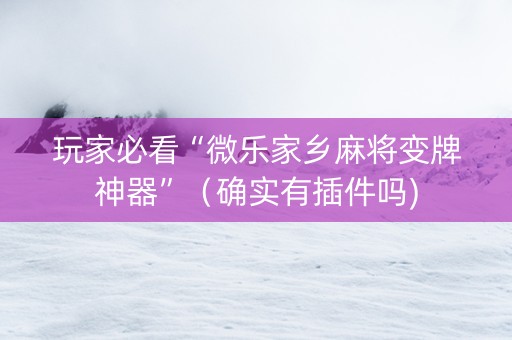 玩家必看“微乐家乡麻将变牌神器”（确实有插件吗)
