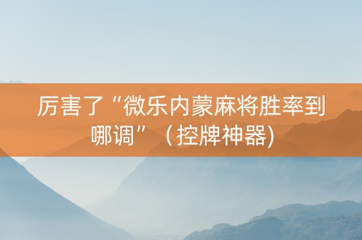 厉害了“微乐内蒙麻将胜率到哪调”（控牌神器)