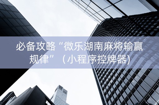 必备攻略“微乐湖南麻将输赢规律”（小程序控牌器)