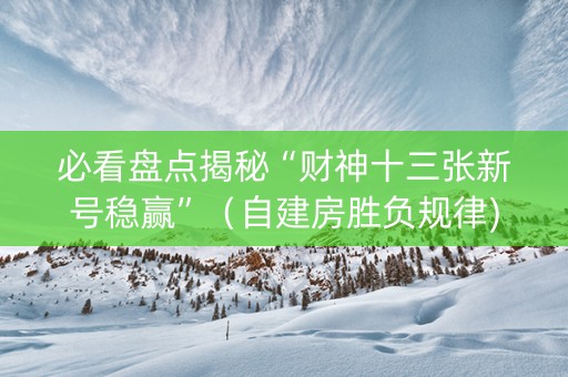 必看盘点揭秘“财神十三张新号稳赢”（自建房胜负规律)