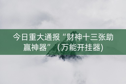 今日重大通报“财神十三张助赢神器”（万能开挂器)