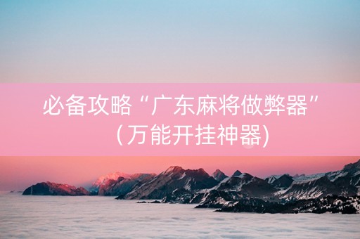 必备攻略“广东麻将做弊器”（万能开挂神器)