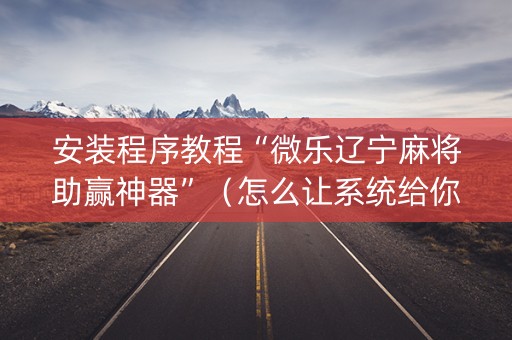 安装程序教程“微乐辽宁麻将助赢神器”（怎么让系统给你发好牌)