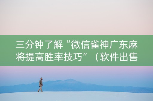 三分钟了解“微信雀神广东麻将提高胜率技巧”（软件出售)