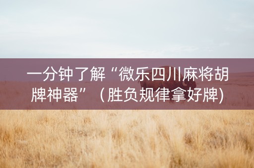 一分钟了解“微乐四川麻将胡牌神器”（胜负规律拿好牌)