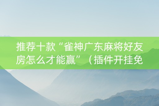 推荐十款“雀神广东麻将好友房怎么才能赢”（插件开挂免费AI)