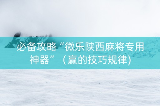 必备攻略“微乐陕西麻将专用神器”（赢的技巧规律)