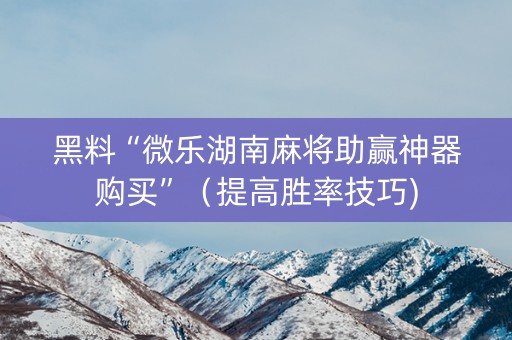 黑料“微乐湖南麻将助赢神器购买”（提高胜率技巧)