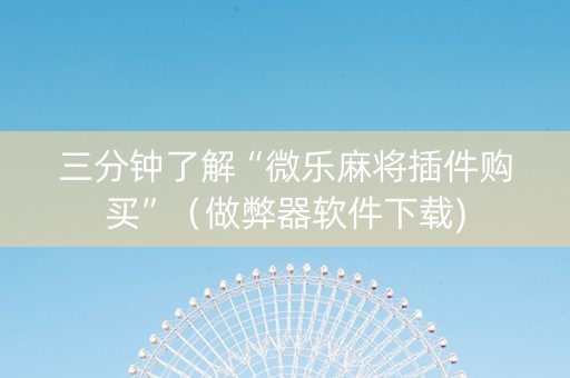 三分钟了解“微乐麻将插件购买”（做弊器软件下载)