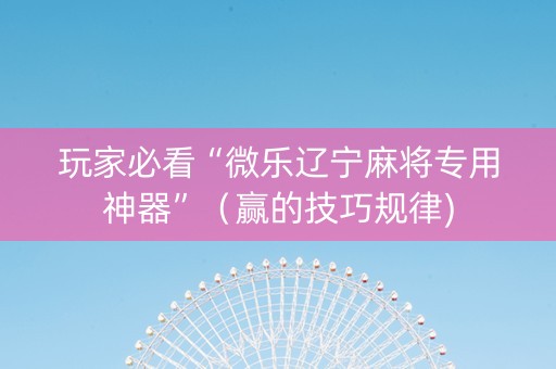 玩家必看“微乐辽宁麻将专用神器”（赢的技巧规律)