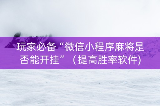 玩家必备“微信小程序麻将是否能开挂”（提高胜率软件)