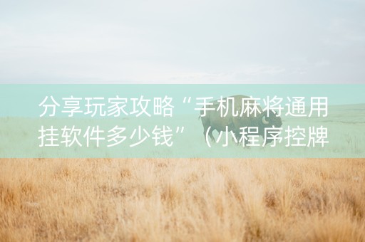 分享玩家攻略“手机麻将通用挂软件多少钱”（小程序控牌器)