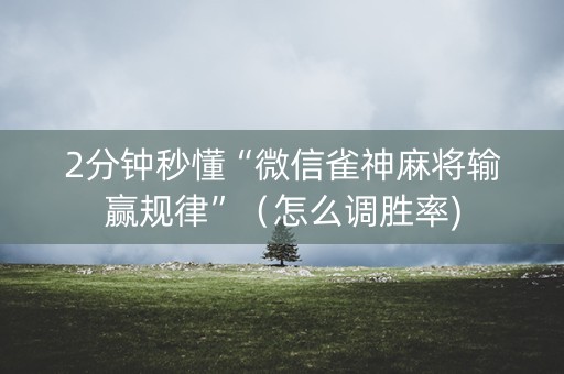 2分钟秒懂“微信雀神麻将输赢规律”（怎么调胜率)