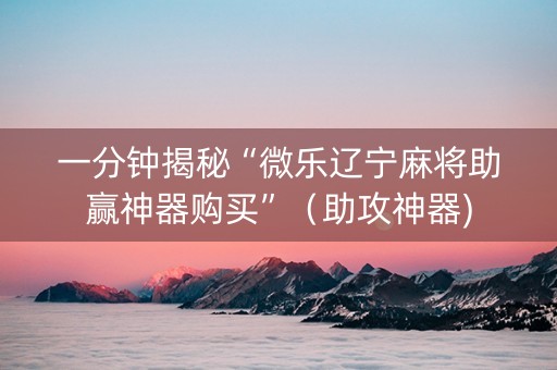 一分钟揭秘“微乐辽宁麻将助赢神器购买”（助攻神器)