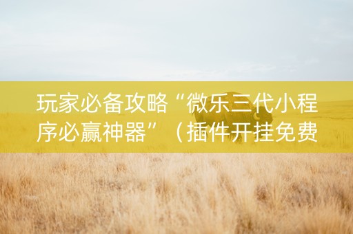 玩家必备攻略“微乐三代小程序必赢神器”（插件开挂免费AI)