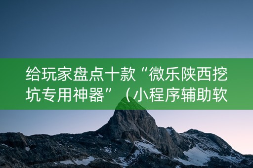 给玩家盘点十款“微乐陕西挖坑专用神器”（小程序辅助软件)