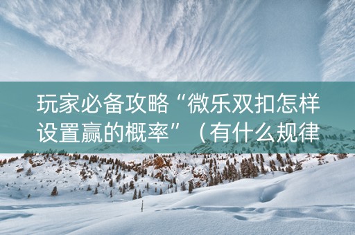 玩家必备攻略“微乐双扣怎样设置赢的概率”（有什么规律)