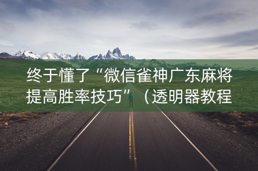 终于懂了“微信雀神广东麻将提高胜率技巧”（透明器教程)