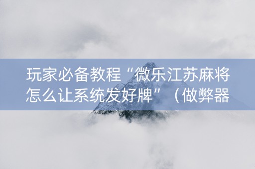 玩家必备教程“微乐江苏麻将怎么让系统发好牌”（做弊器软件下载)