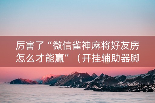 厉害了“微信雀神麻将好友房怎么才能赢”（开挂辅助器脚本)