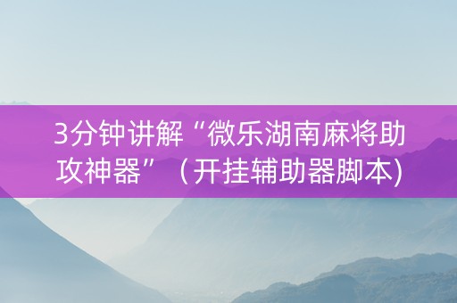 3分钟讲解“微乐湖南麻将助攻神器”（开挂辅助器脚本)