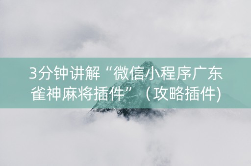 3分钟讲解“微信小程序广东雀神麻将插件”（攻略插件)
