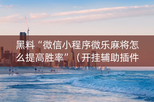 黑料“微信小程序微乐麻将怎么提高胜率”（开挂辅助插件)