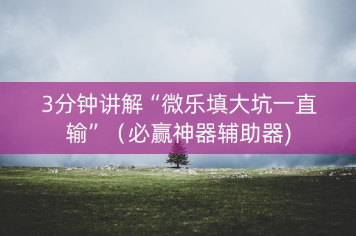 3分钟讲解“微乐填大坑一直输”（必赢神器辅助器)